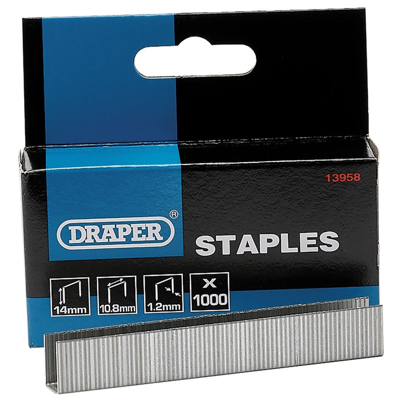 Draper Heavy Duty Staples, 14mm (Pack of 1000) 13958 Draper - Dynamic Drive