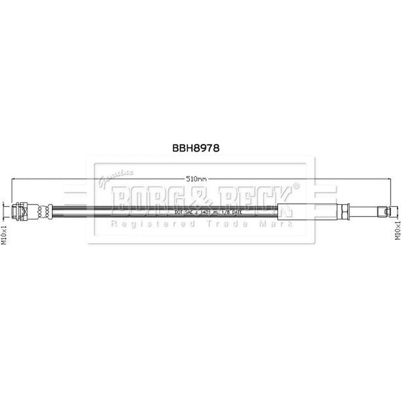 Borg & Beck Brake Hydraulic Hose Line Front Ri BBH8978