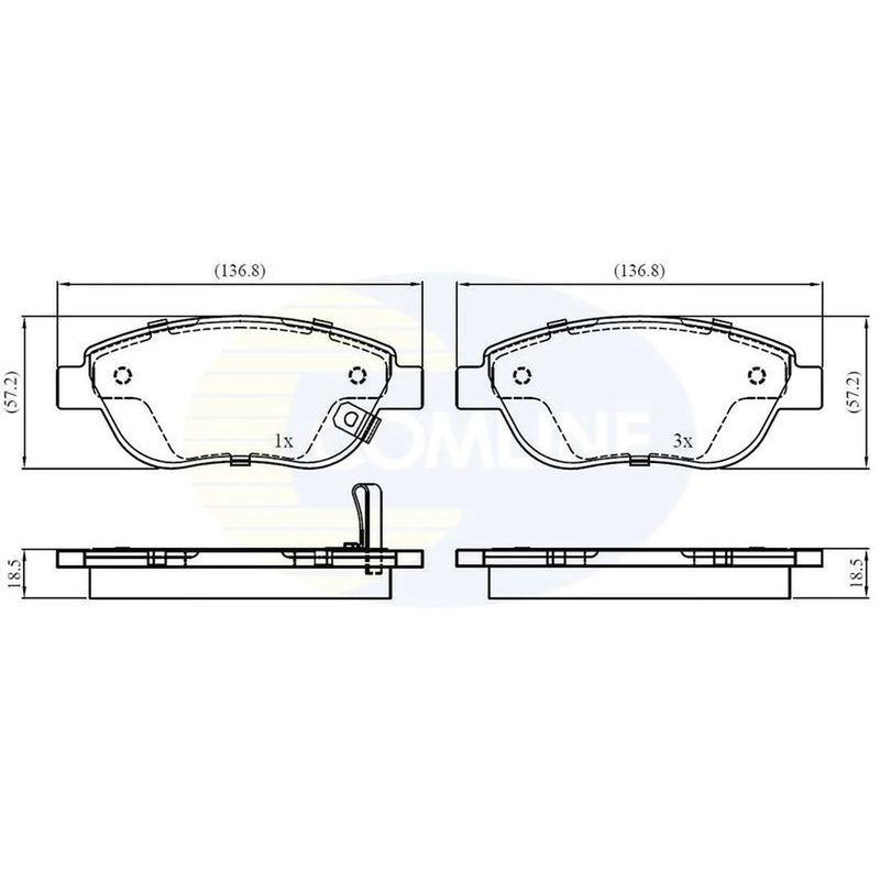 Comline 4 x Front Brake Pad Set fits Fiat 500L 2012-2014 0.9 1.3 1.4
