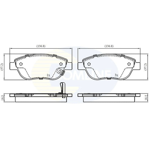 Comline 4 x Front Brake Pad Set fits Fiat 500L 2012-2014 0.9 1.3 1.4