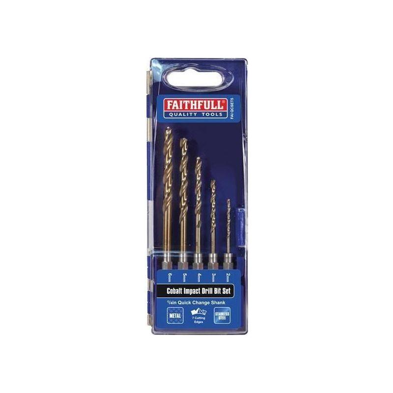 Faithfull HSSE M35 Cobalt Quick-Change Impact Drill Bit Set, 5 Piece Faithfull - NN4 Online