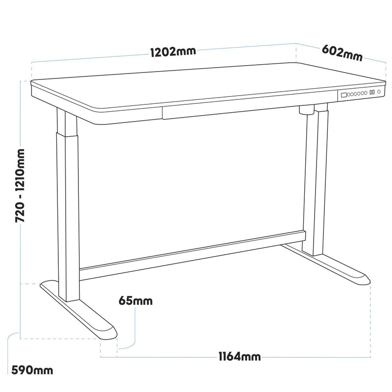 Dellonda Single Motor Ultra-Quiet Electric Desk with Control Panel USB Port Dellonda - Dynamic Drive