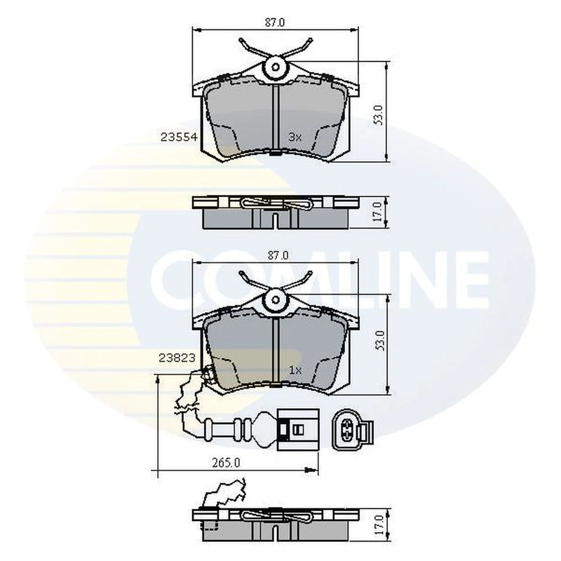 Comline 4 x Rear Brake Pad Set fits Audi A1 2010-2018 1.0 1.2 1.4 1.6 1.8 2.0