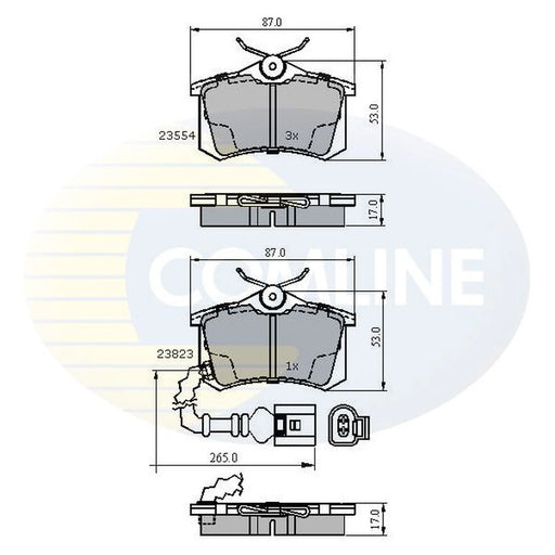 Comline 4 x Rear Brake Pad Set fits Audi A1 2010-2018 1.0 1.2 1.4 1.6 1.8 2.0