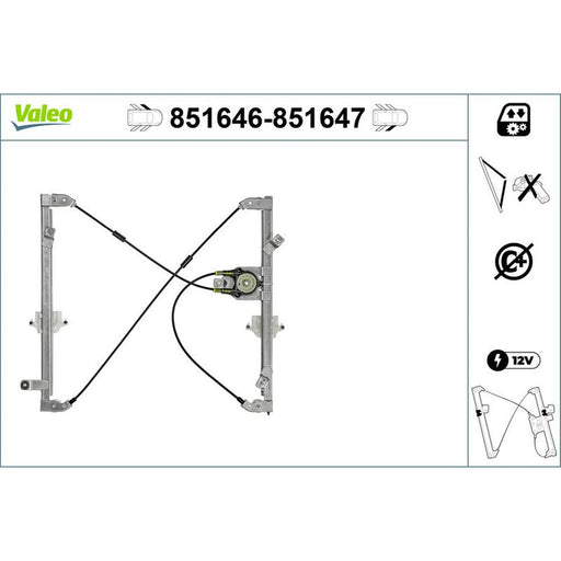 Valeo Electric Window Regulator Lifter Right Front 851647