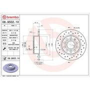Brembo 2 x Perforated Rear Brake Discs 08.9502.1X-x2