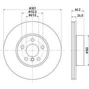 Mintex 2 x Vented Front Brake Discs MDC3008C-x2
