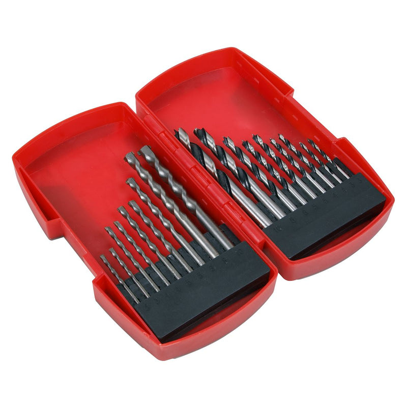 Sealey Wood/Masonry Drill Bit Set 18pc AK3718MW Sealey - Dynamic Drive