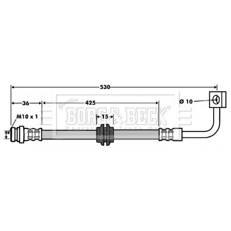 Borg & Beck Brake Hydraulic Hose Line Front Right BBH7474