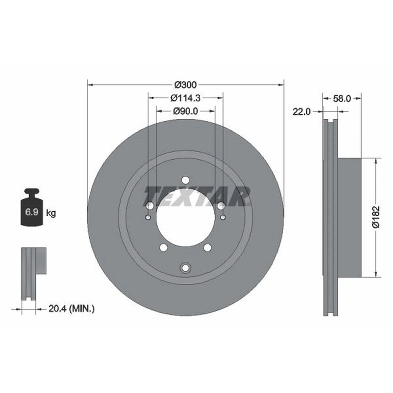 Textar 2 x Vented Rear Brake Discs 92170603-x2