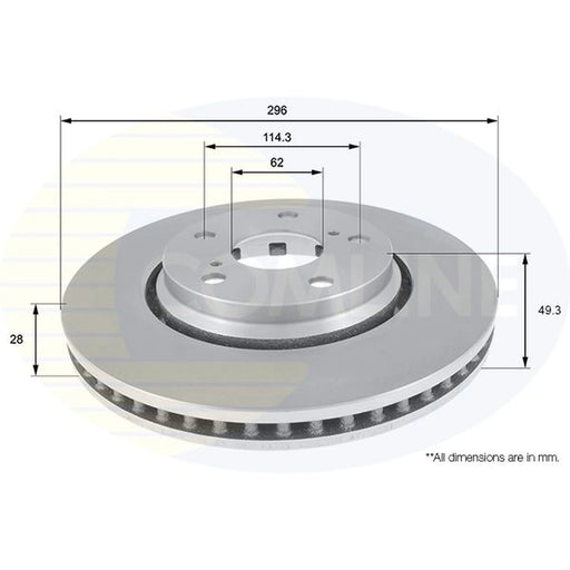 Comline 2 x Internally Vented Brake Discs fits Toyota Vellfire 2008-2014 2.4 3.5