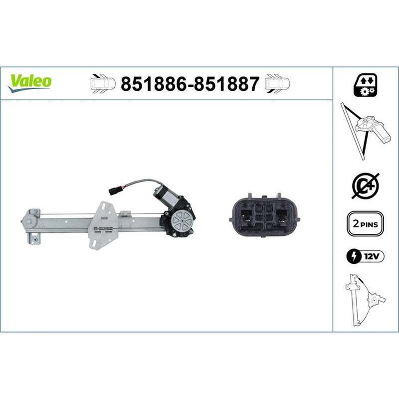 Valeo Electric Window Regulator Lifter Left Rear 851886