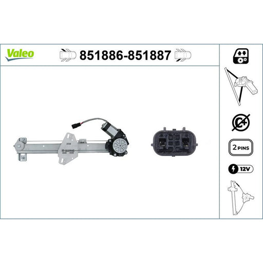 Valeo Electric Window Regulator Lifter Left Rear 851886