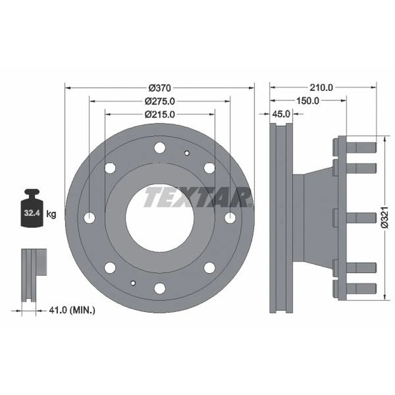 Textar 2 x Externally Vented Brake Discs 93085000