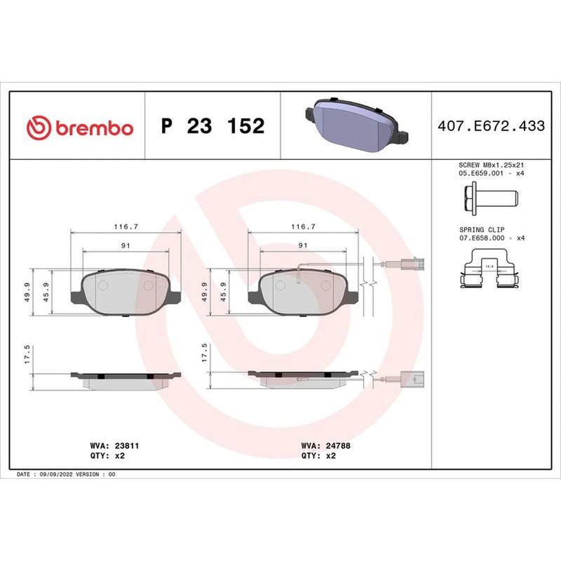 Brembo Front & Rear Pads fits Alfa Romeo Giulietta 2010-2020 1.4 1.6 1.8 2.0