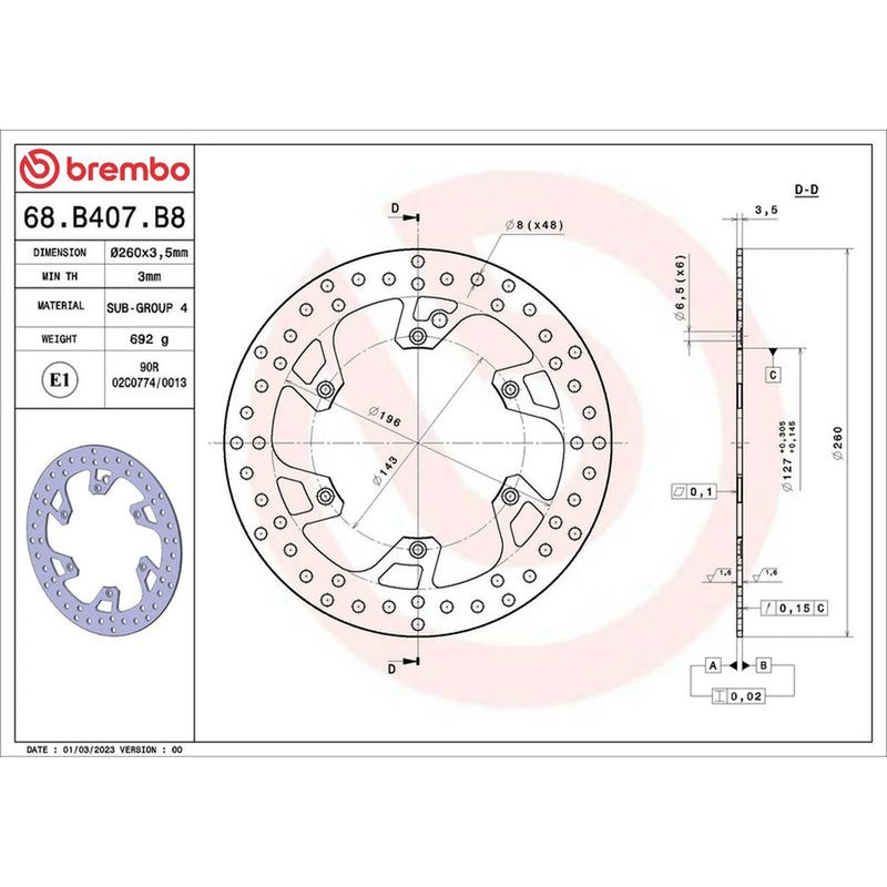 Brembo Front Rigid Brake Disc & Rear Rigid Brake Disc Brake Di fits Husqvarna Te