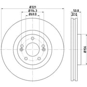 Mintex 2 x Internally Vented Brake Discs fits Hyundai IX55 2008-2012 3.0 3.8