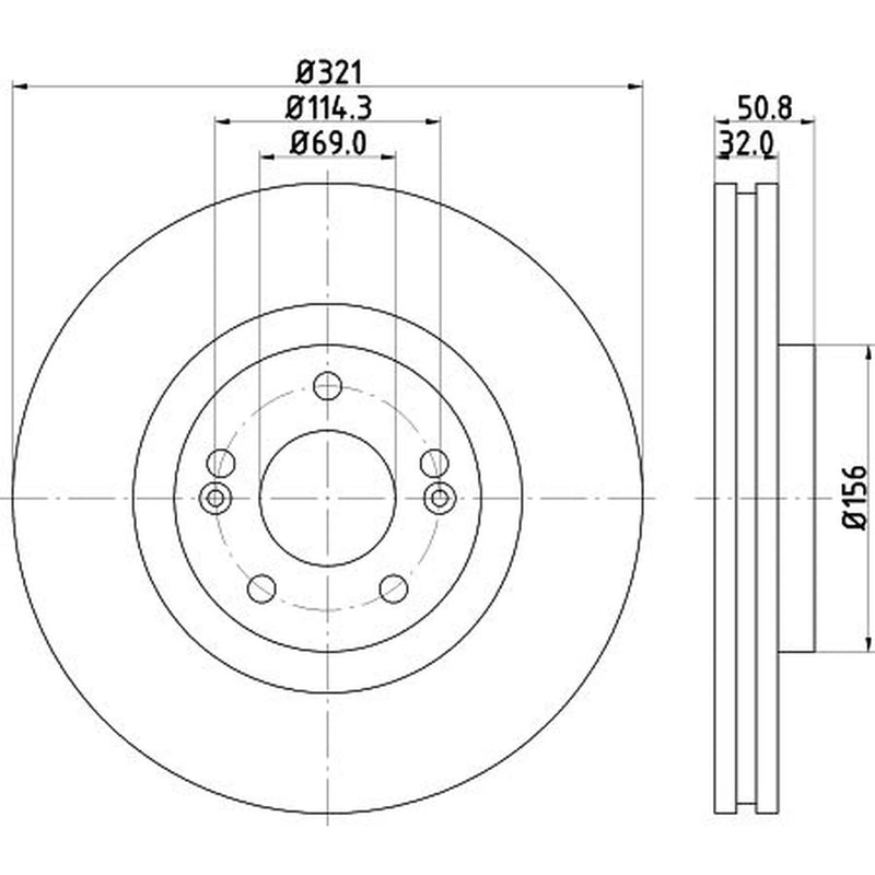 Mintex 2 x Internally Vented Brake Discs fits Hyundai IX55 2008-2012 3.0 3.8