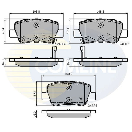 Comline 4 x Rear Brake Pad Set fits Toyota Avensis 2008-2018 1.6 1.8 2.0 2.2