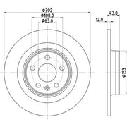 Mintex 2 x Solid Rear Brake Discs MDC2838C-x2