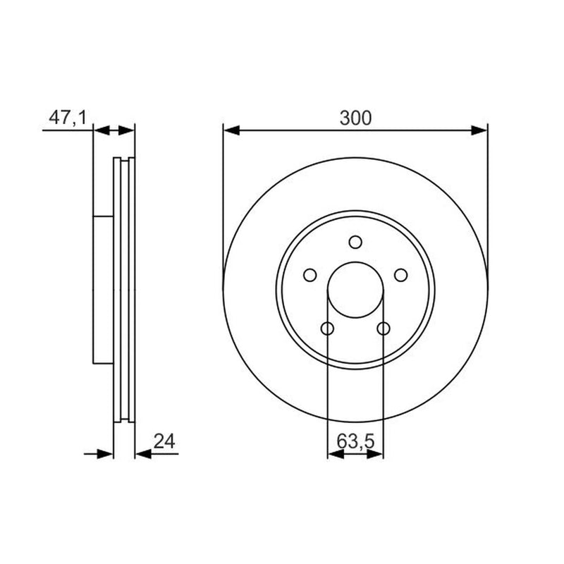 Bosch 2 x Vented Brake Discs