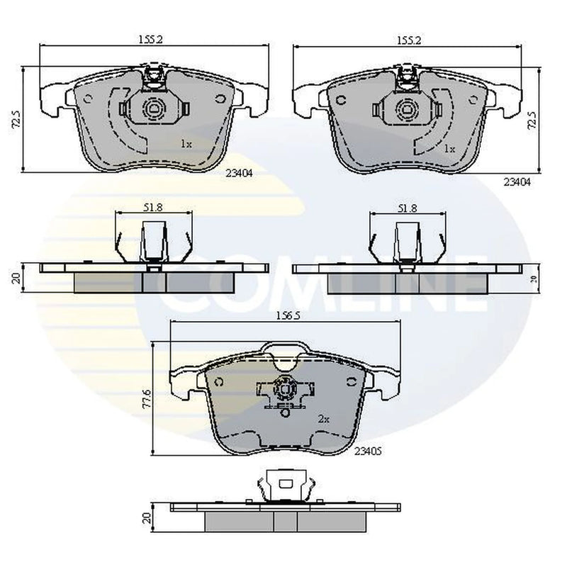 Comline 4 x Front Brake Pad Set fits Cadillac Bls 2006-2010 1.9 2.0 2.8