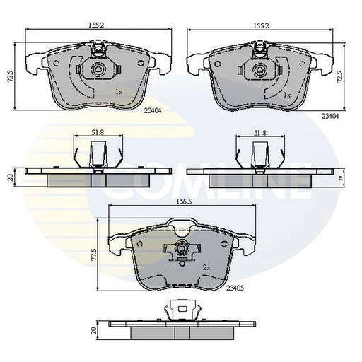 Comline 4 x Front Brake Pad Set fits Cadillac Bls 2006-2010 1.9 2.0 2.8