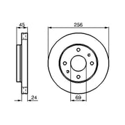 Bosch Front Brake Vented Discs & Pads fits Kia Joice 2000-2003 2.0
