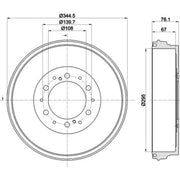 Mintex Brake Drum Assembly Rear fits Toyota Hilux Vigo VII Pickup 2005-2015