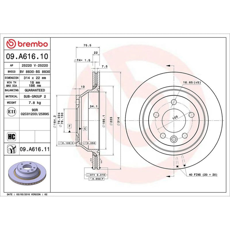 Brembo Rear Brake Discs & Pads fits VW Touareg 2002-2010 2.5 3.0 3.2 3.6 4.2 5.0