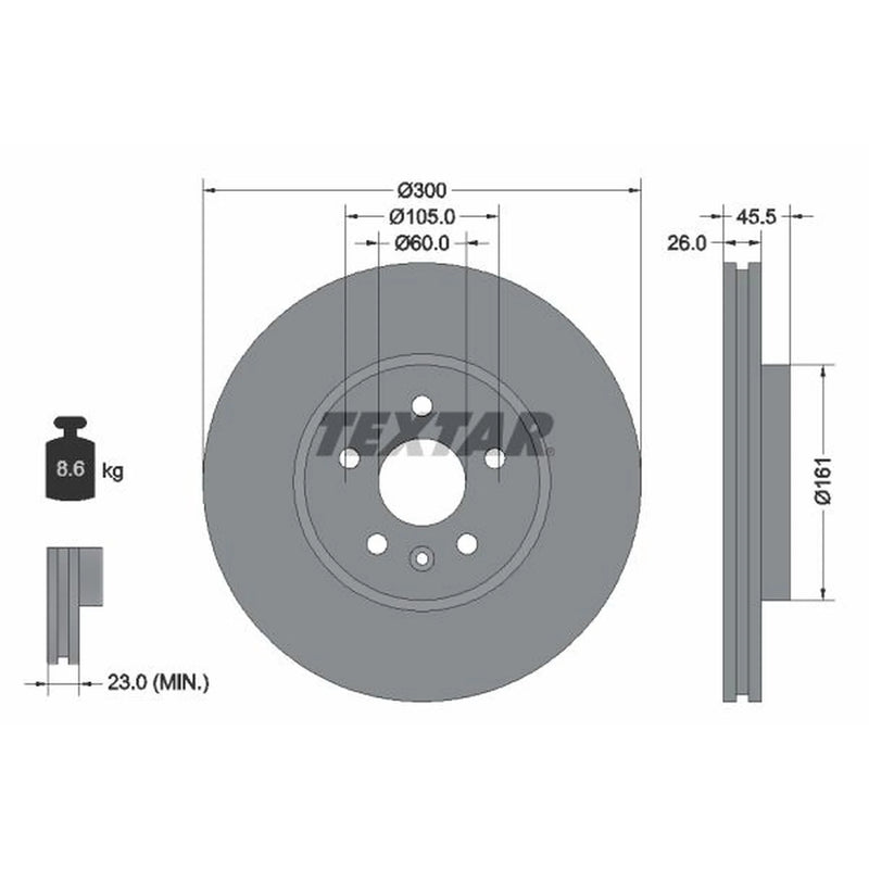 Textar 2 x Vented Front Brake Discs 92243303-x2