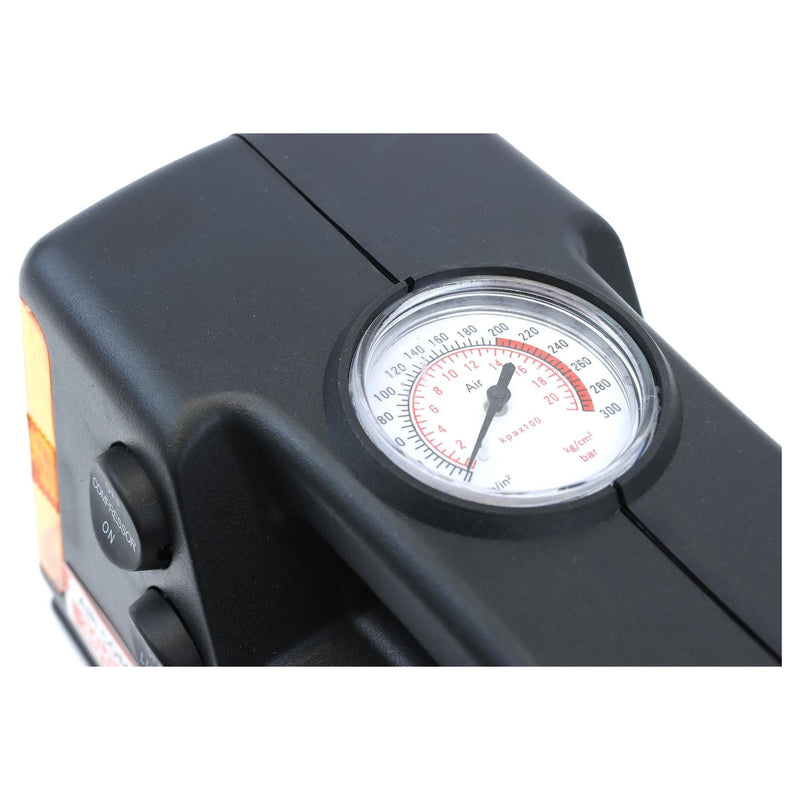 Streetwize Tyre Inflator - 12V - Compressor With Gauge & Light - 0-260 PSI Streetwize - Bars 4 Cars