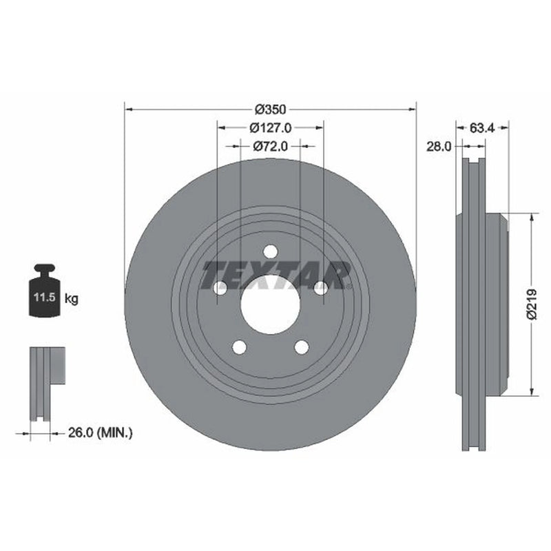 Textar 2 x Rear Brake Discs 92282003-x2