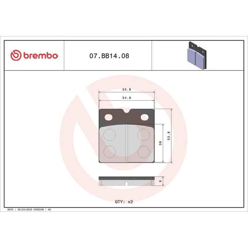 Brembo 2 x Front Brake Pad Set fits BMW K 1983-1996