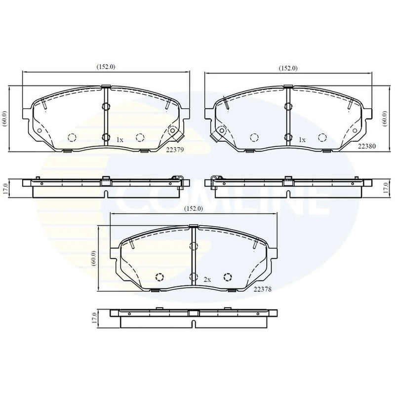 Comline Front Brake Pad Set fits Hyundai Santa Fe IV 2018-2020 2.0 2.2 2.4 3.5