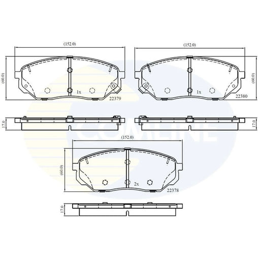 Comline Front Brake Pad Set fits Hyundai Santa Fe IV 2018-2020 2.0 2.2 2.4 3.5