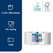 Tork 2 Ply Premium Heavy Duty Wiping Paper - White - 2 x 170m Combi Rolls Tork  - Dynamic Drive