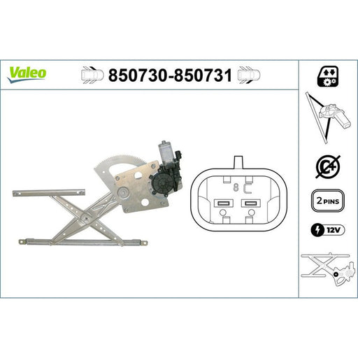 Valeo Electric Window Regulator Lifter Right Front 850731