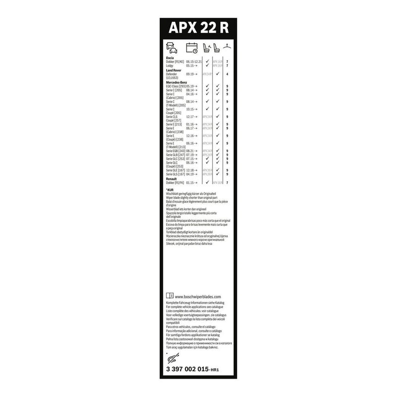 Bosch Aerotwin Wiper Blade 550mm — APX22R fits Citroën C3 IV 2024 on 1.2