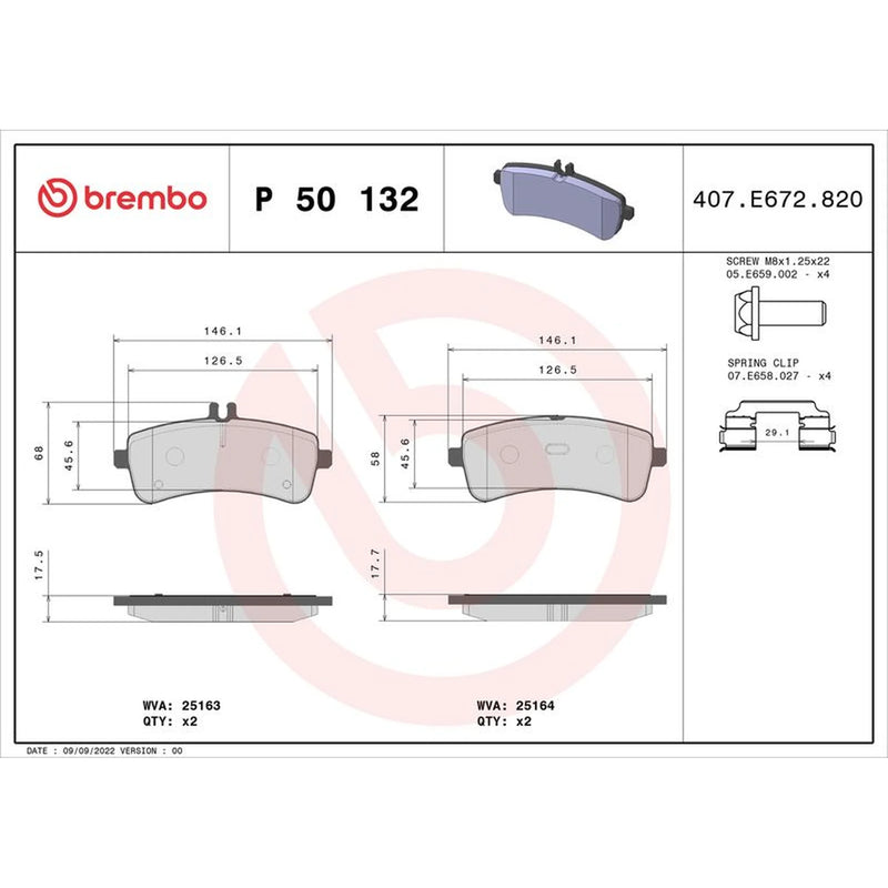 Brembo Front & Rear Pads fits Mercedes-Benz C-Class 2014-2021 205.086 205.087