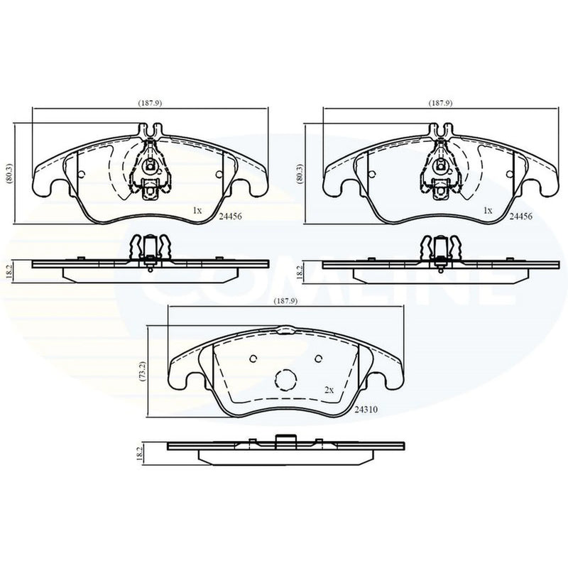 Comline 4 x Front Brake Pad Set fits Mercedes-Benz C-Class 2007-2014