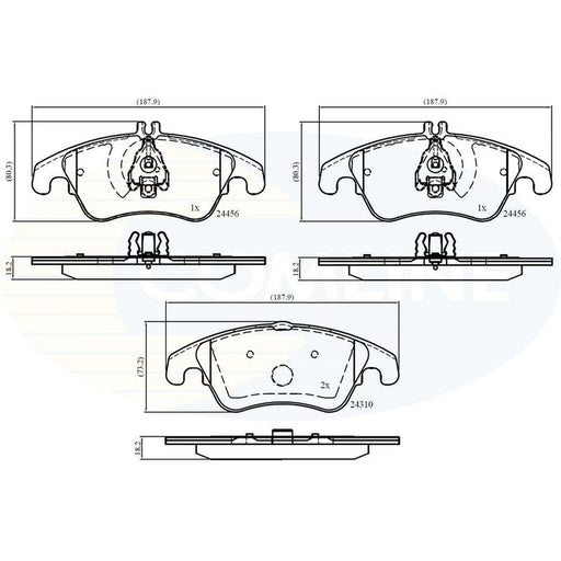 Comline 4 x Front Brake Pad Set fits Mercedes-Benz C-Class 2007-2014