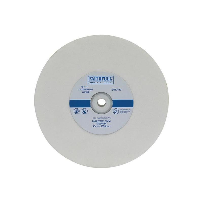 Faithfull General Purpose Grinding Wheel 200 x 25mm White Medium Faithfull - Town Tools