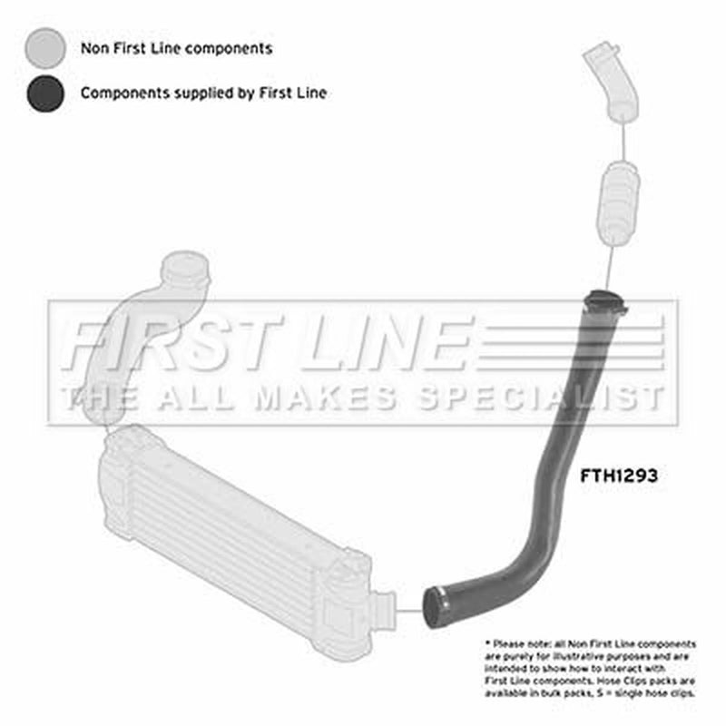 First Line Intercooler Turbo Charge Air Hose fits Ford Transit 2000-2014 2.0 2.4