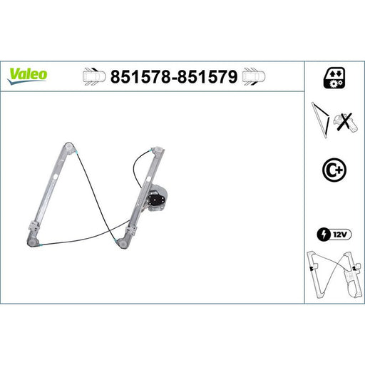 Valeo Electric Window Regulator Lifter Right Front 851579