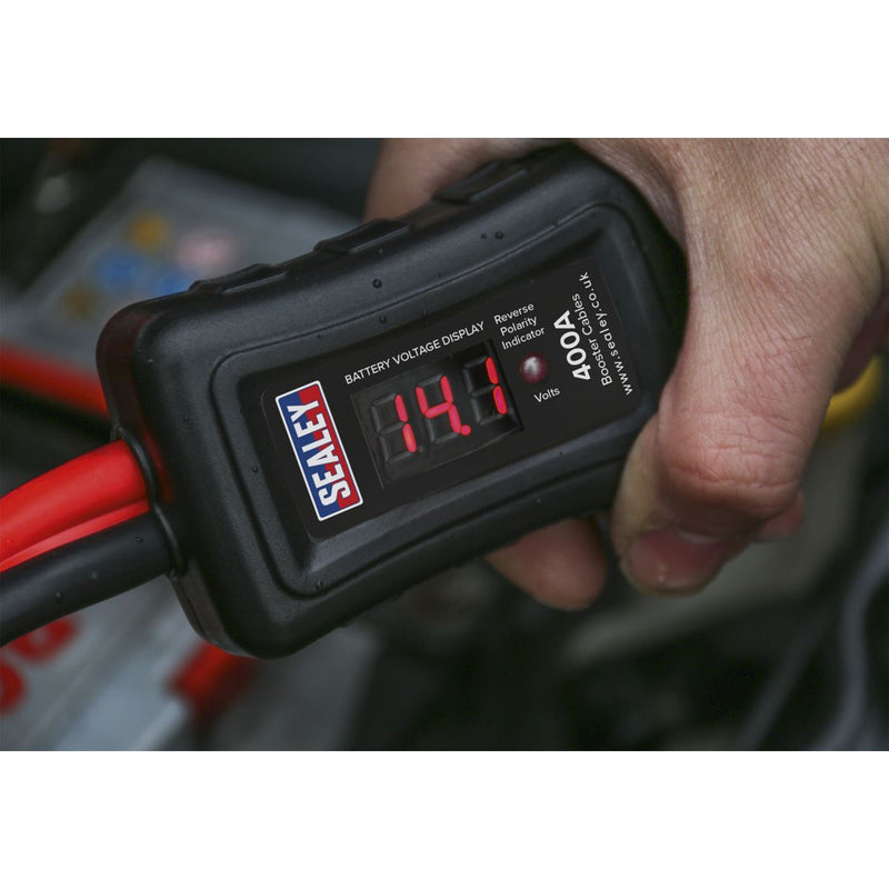 Sealey Booster Cables Car Van Jump Leads 3m 400Amp Surge Protection LED Display Sealey  - Dynamic Drive