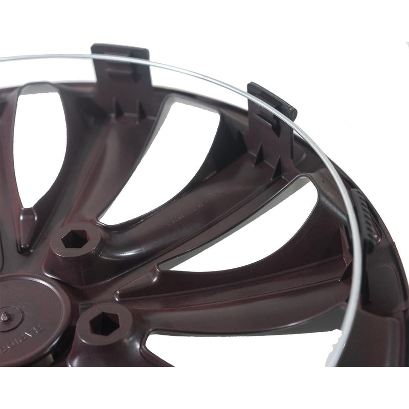 4 x 14" Alloy Look Red & Black Stripe Multi-Spoke Wheel Trims Hub Caps Covers Versaco  - Dynamic Drive