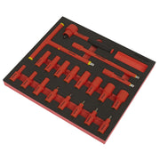 Premier Insulated Socket Set with Tool Tray 3/8"Sq Drive 20pc - VDE Approved Sealey Premier - Dynamic Drive