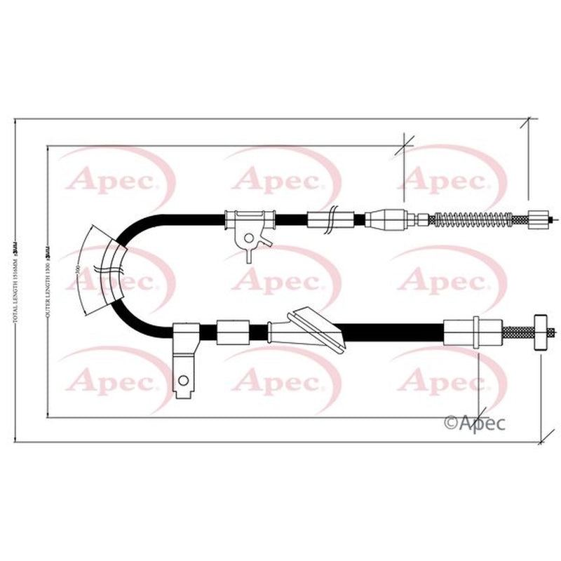 Apec Handbrake Cable Left Rear fits Opel Agila A 2000-2007 1.0 1.2
