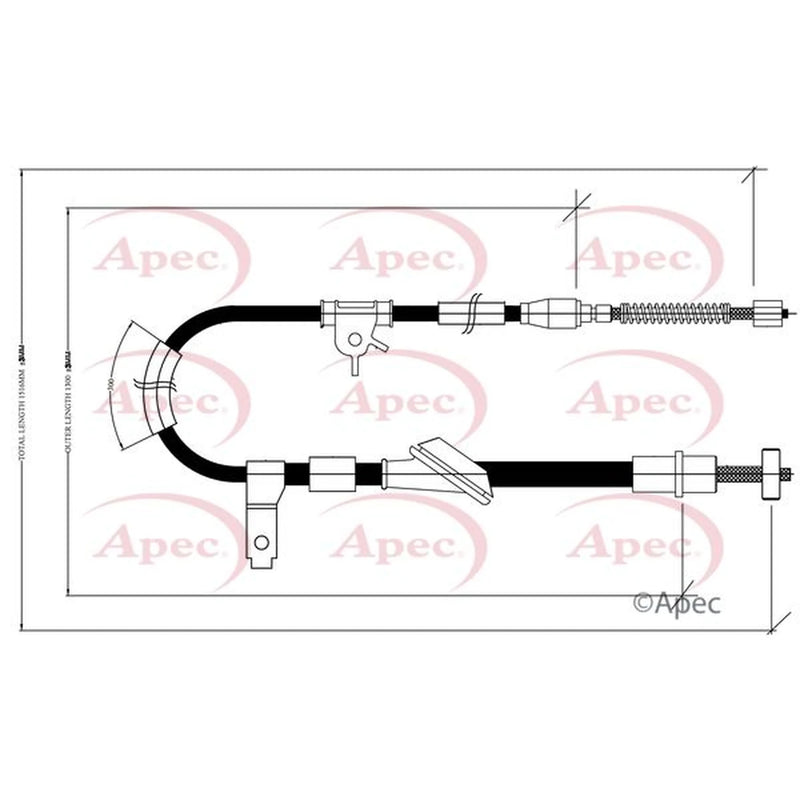 Apec Handbrake Cable Left Rear CAB1445